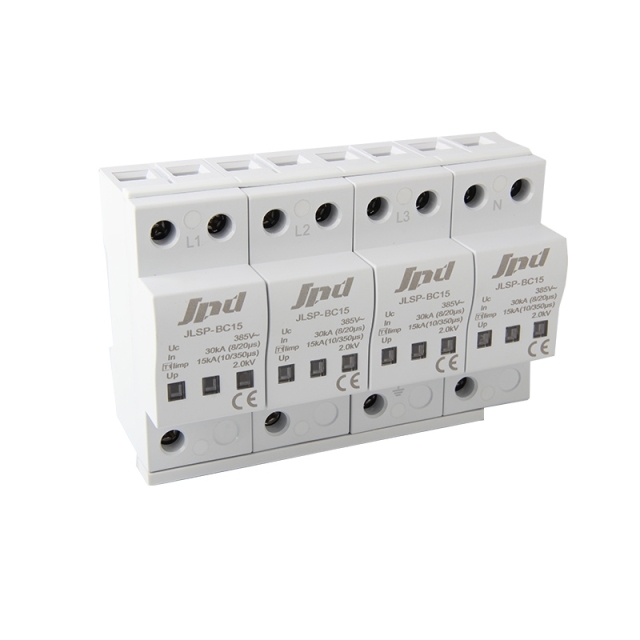 Surge Protection Device 15kA 10/350μs 4P 385V AC Power System Lightning Arrester for Solar PV and Energy Storage Jinli