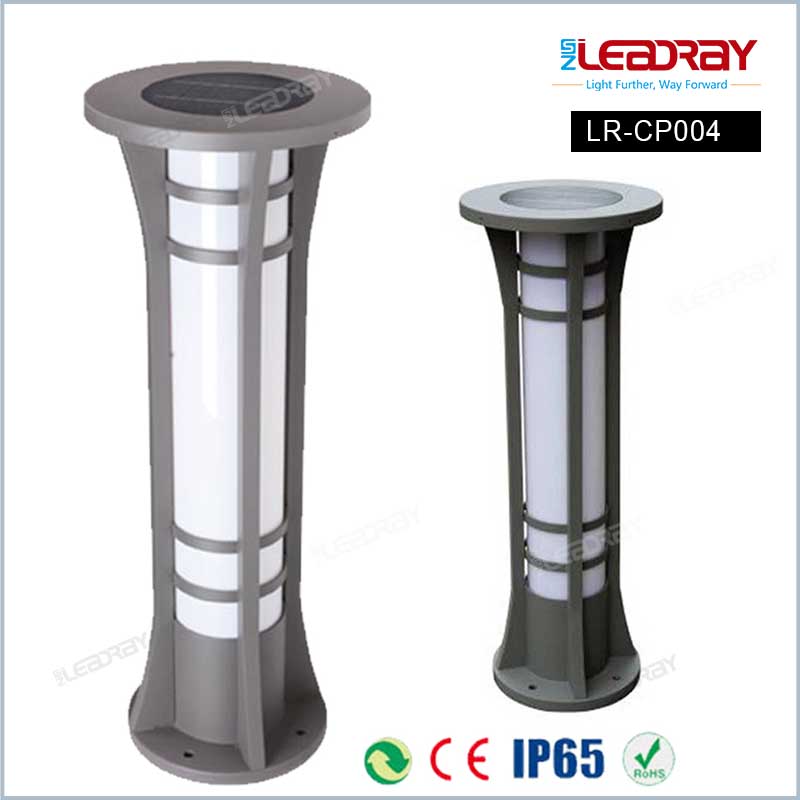 Solar Bollard Light 4W Monocrystalline Panel IP65 Outdoor Commercial Grade LED Lighting for Pathway Garden LEADRAY