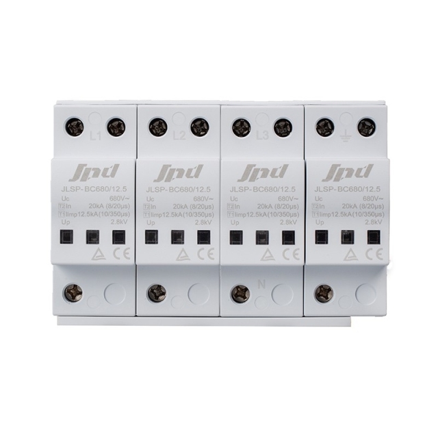 JLSP-BC680/12.5/3P+1/Y Type 1+2 Surge Protection Device 12.5kA Iimp, 20kA In for AC Power Systems in Solar and Energy Storage Applications