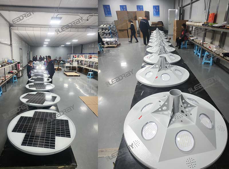 Solar UFO Light 30W All-in-One LED Post Top Light with 60W Monocrystalline Panel for Garden Road Lighting