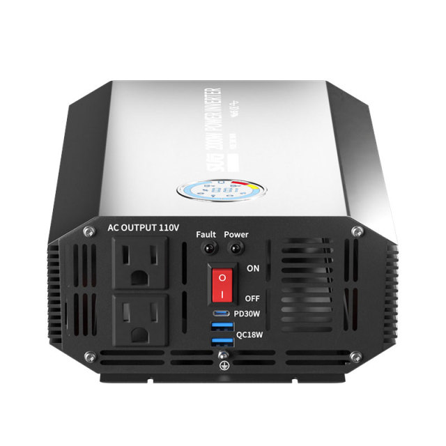 SGPF-2000W Pure Sine Wave Inverter 12/24/48VDC Input, 110/220VAC Output, Intelligent Fan Cooling for Off-Grid Solar & Backup Power