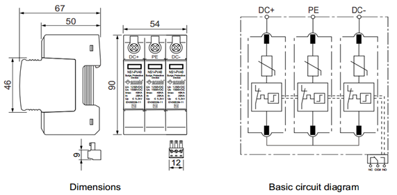 NS1-PV40 3P 1000V Surge Protection Device 40kA Type 2 SPD for Solar PV Systems Anxele
