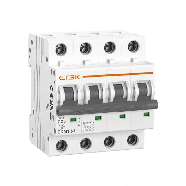 EKM1-63 MCB 6kA Miniature Circuit Breaker Thermal-Magnetic Trip Overload and Short Circuit Protection for Solar Energy Storage Systems