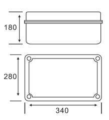 AX-KT 340×280×180 Junction Box IP65 Waterproof ABS Enclosure for Outdoor Solar Energy and Battery Storage Systems