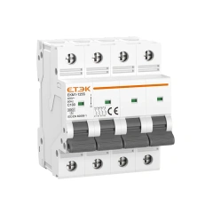 EKM1-125S MCB 6kA Miniature Circuit Breaker Thermo-magnetic Trip 125A Overload and Short-Circuit Protection for Solar Energy and Battery Storage Systems ETEK