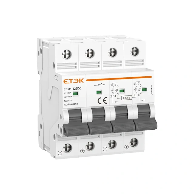 EKM1-125DC 10kA 125A DC MCB Overcurrent and Short-Circuit Protection for Solar PV and Energy Storage Systems