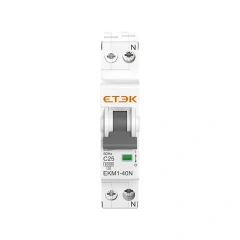 EKM1-40N MCB 6kA Single Modular DPN Miniature Circuit Breaker Thermo-Magnetic Trip 1P+N 240V Overload and Short-Circuit Protection for Solar PV and Energy Storage Systems ETEK