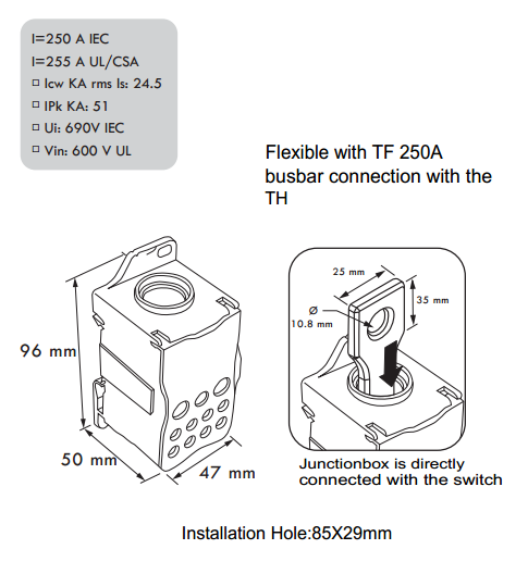 NCT-250A Distribution Terminal Block 250A CE RoHS UL Certified IP20 Modular Power Connection for Energy Storage Systems Anxele