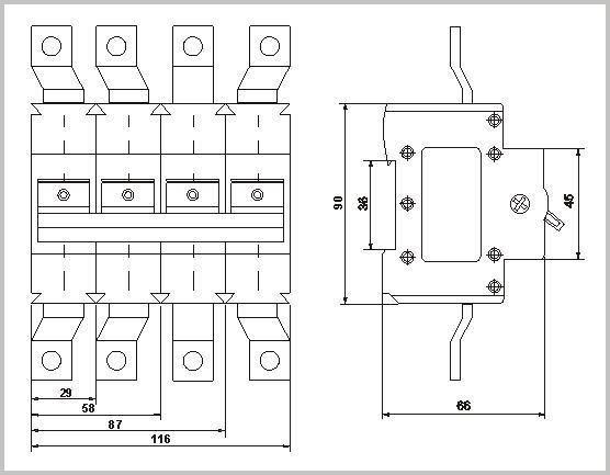 NKI1-250 3P Isolating Switch 250A 415VAC High Short-Circuit Capacity for Solar PV and Energy Storage Systems Anxele