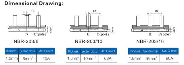 NBR-203 40A/63A/80A C45 Pin Type Miniature Circuit Breaker with High Conductivity Copper for MCB/RCD Connection in Solar Energy Systems Anxele
