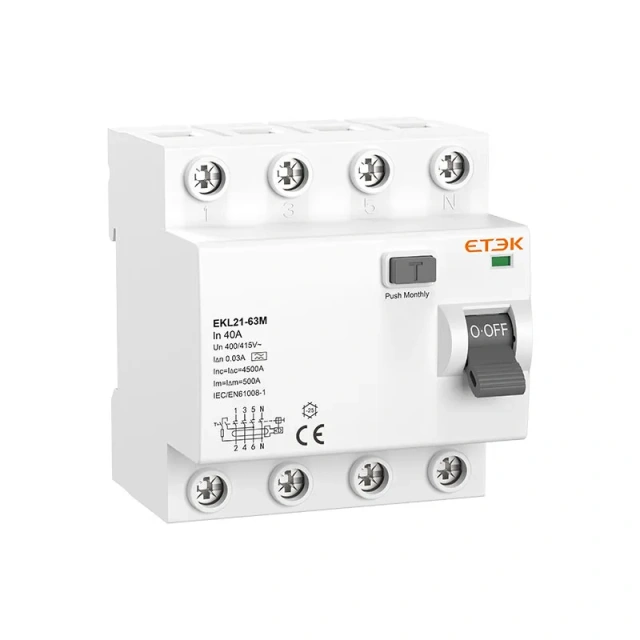 Residual Current Circuit Breaker (RCCB) 63A 30mA AC/DC Protection for Residential and Commercial Solar PV Systems ETEK
