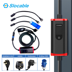 Slocable Multifunction 7KW 32A Portable EV Charger IP65 Rated Current 16A~40A for Home and Public Charging