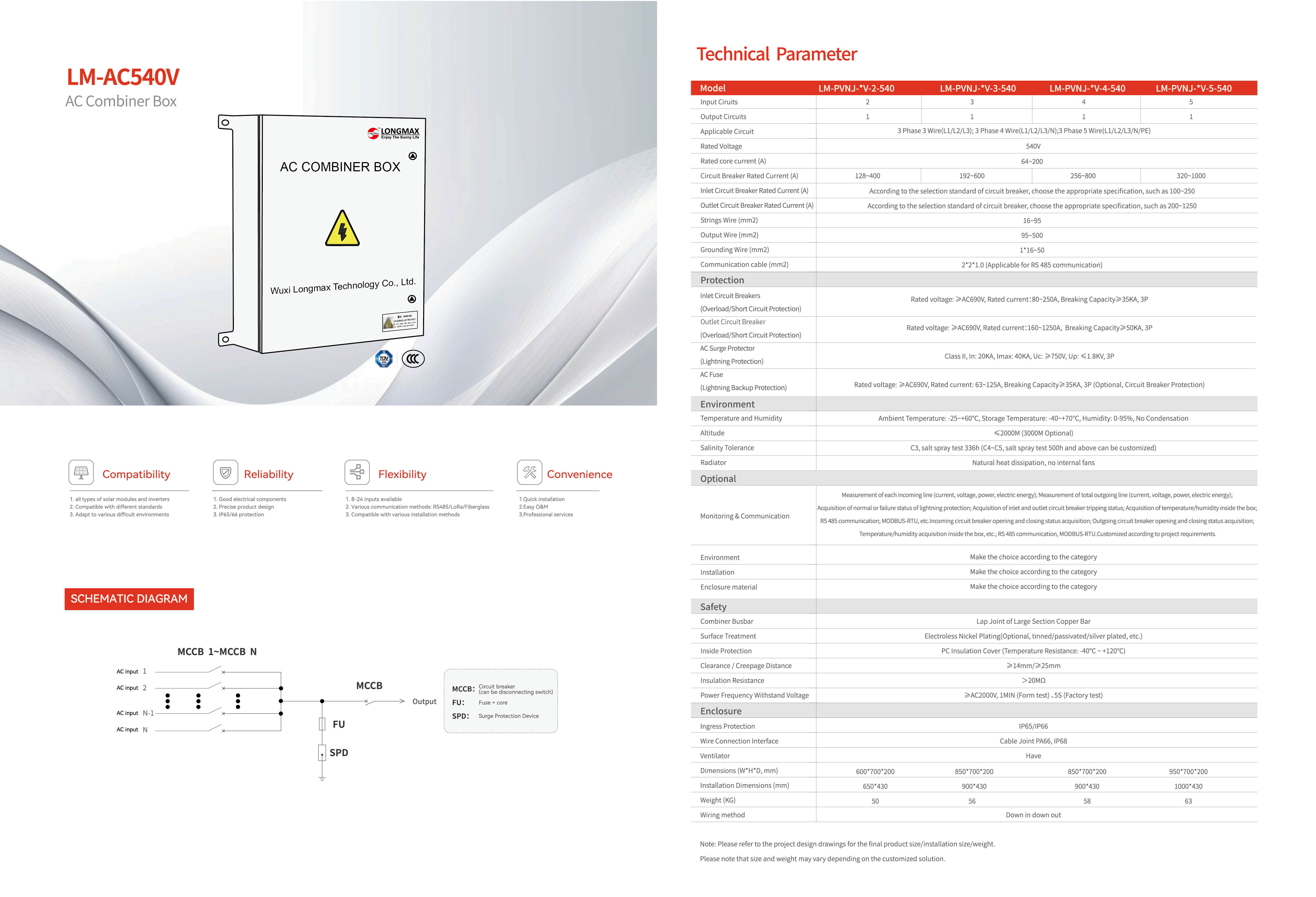 AC540V Combiner Box High-Voltage DC Power Distribution for Solar PV Systems