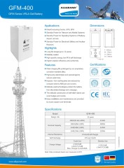 GFM-400 Long Life Up to 12 Years High Specific Energy for Data Center UPS EPS Telecom and Railway Signaling Systems