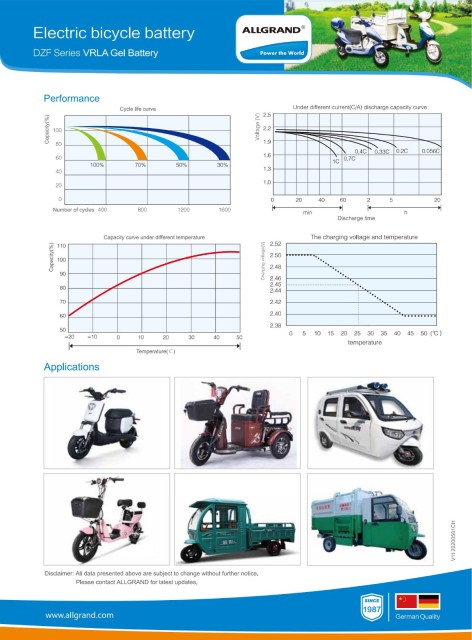 6-DZF-58 Deep Cycle Sealed Lead Acid Battery for Electric Bicycles Tricycles Mopeds Scooters Wheelchairs