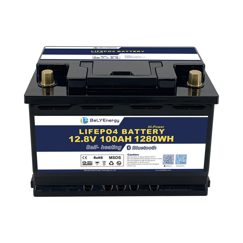 Electric Golf Cart Lithtech LiFePO4 Lithium Battery 12.8V 100Ah Rechargeable with IP65, Bluetooth & Self-Heating for Solar, E-Vehicles and Marine