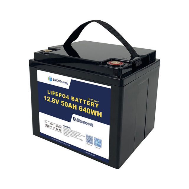 12V 50AH LiFePo4 Battery with Smart BMS Lightweight High Cycle Life for Boats Fishing and RVs