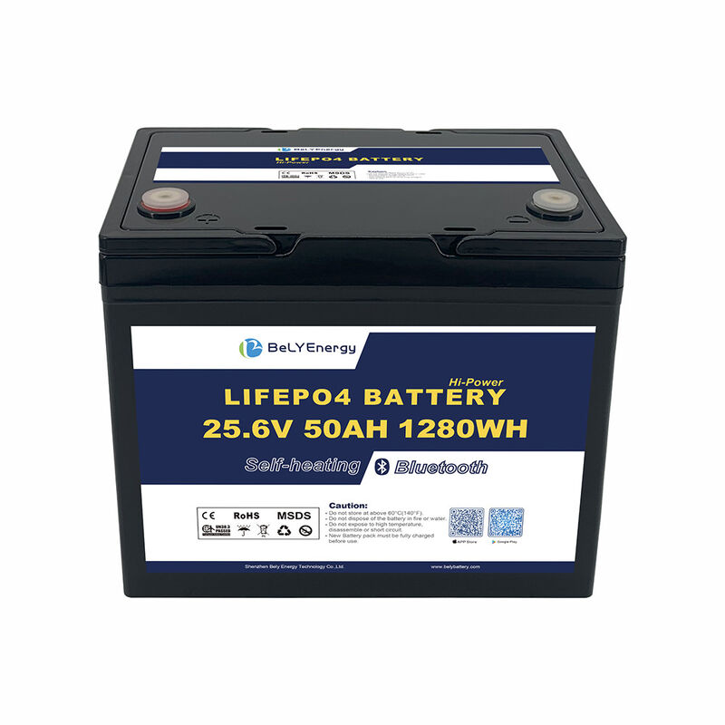 24V 50AH LiFePO4 Marine Boat Lithium Battery With BT and heating Smart BMS, Bluetooth, Self-Heating for Boats, RVs, Solar Systems BELY