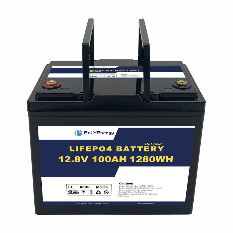 Bely Energy Rechargeable 12V 100AH LiFePo4 Battery 1280Wh Long Cycle Life for RV Solar Communication Station