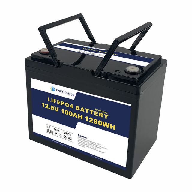 Bely Energy Rechargeable 12V 100AH LiFePo4 Battery 1280Wh Long Cycle Life for RV Solar Communication Station