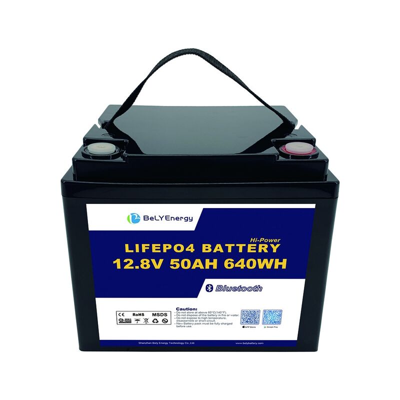 12V 50AH LiFePo4 Battery with Smart BMS Lightweight High Cycle Life for Boats Fishing and RVs