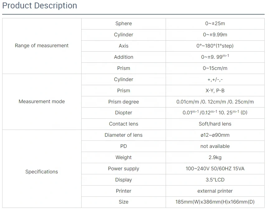 D900 with Printer Auto Lensmeter Digital Lensmeter Focimeter Auto Lens Meter Lensometer Optical Equipment Cheap Price