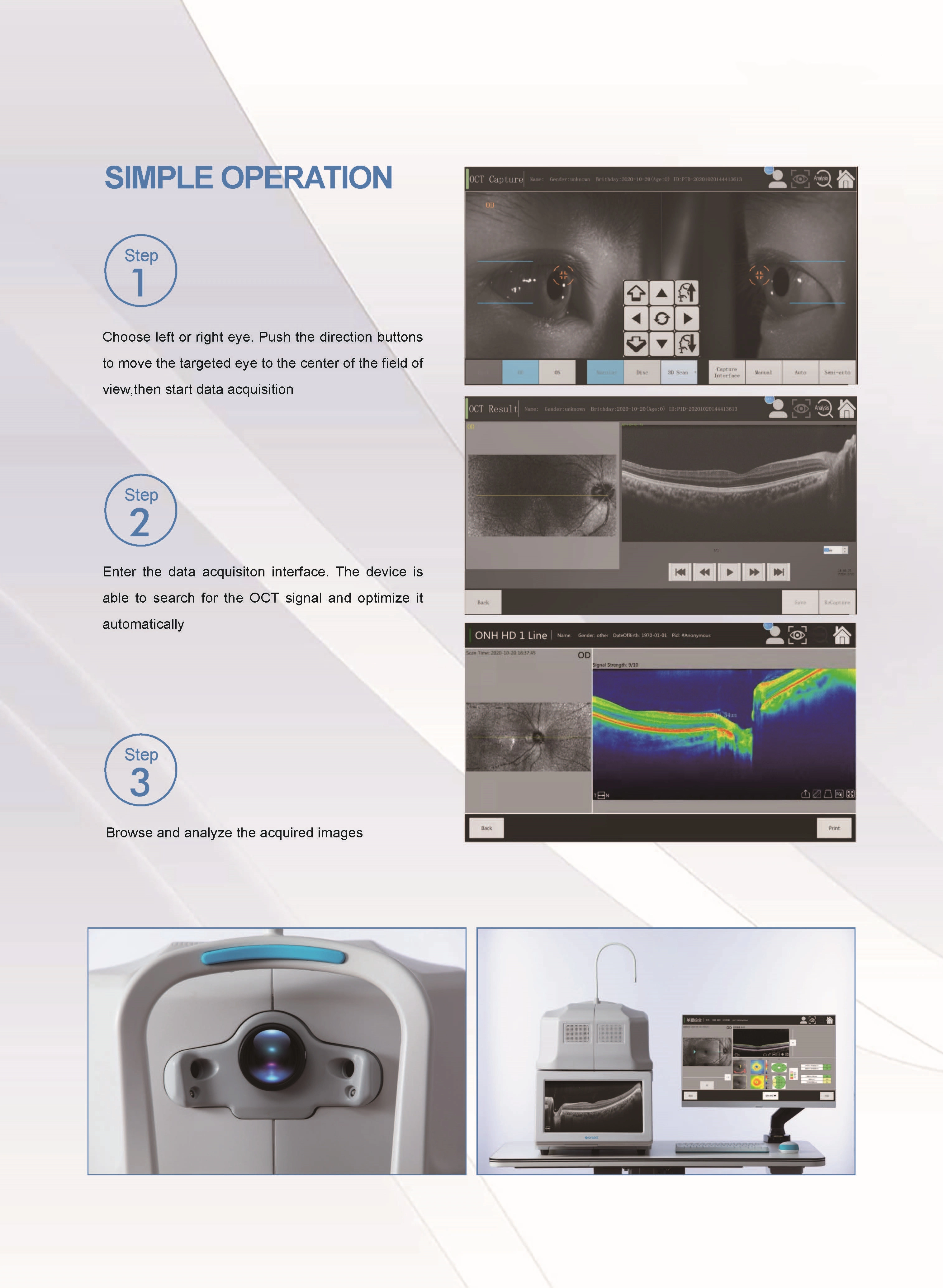 OCT-500 China Top Quality Ophthalmic OCT Optical Coherence Tomography with Built-in Computer