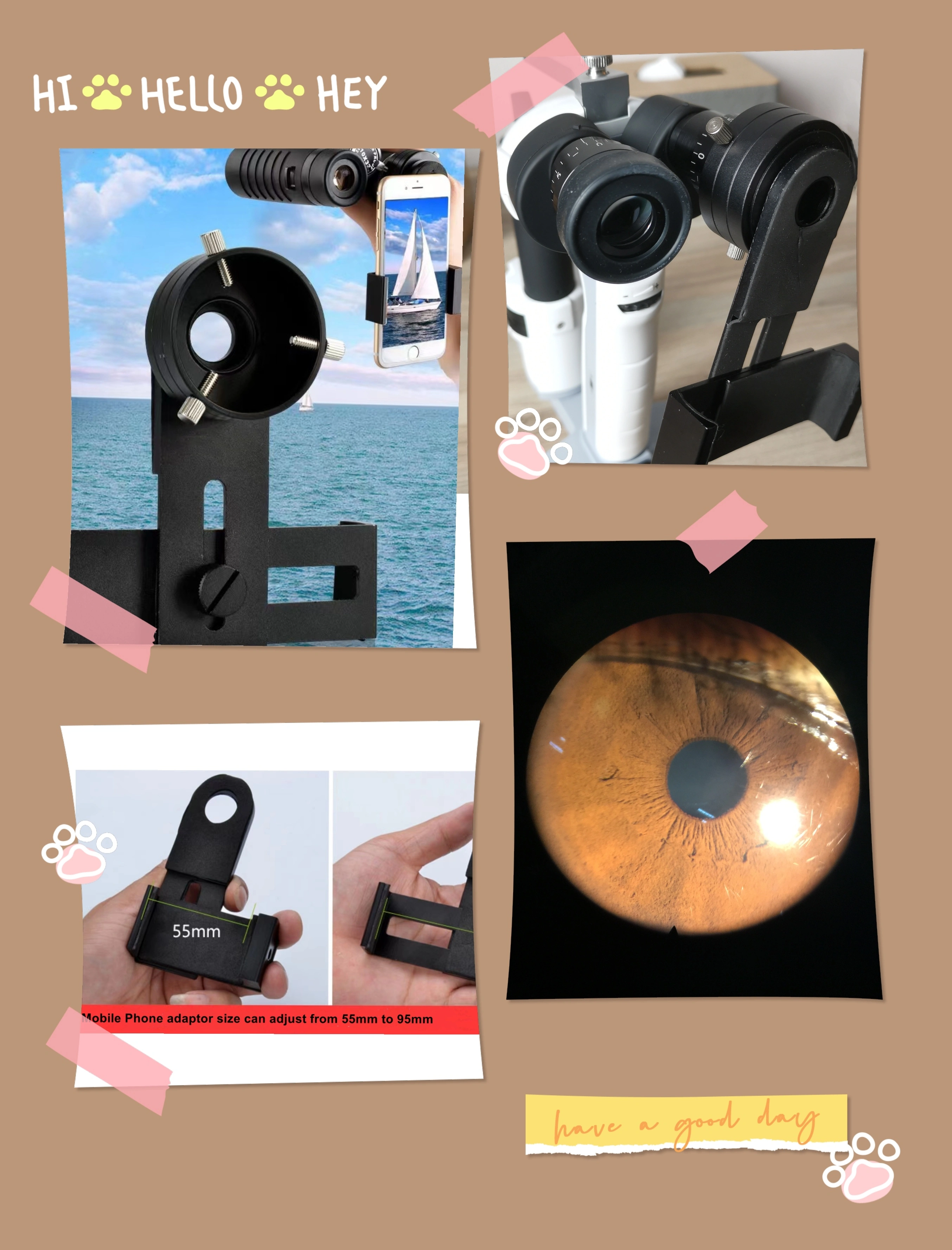 Digital Eyepiece Adapter for Slit lamp Adapter connect with Phone Connection Mobile Phone Adapter for Portable slit lamp