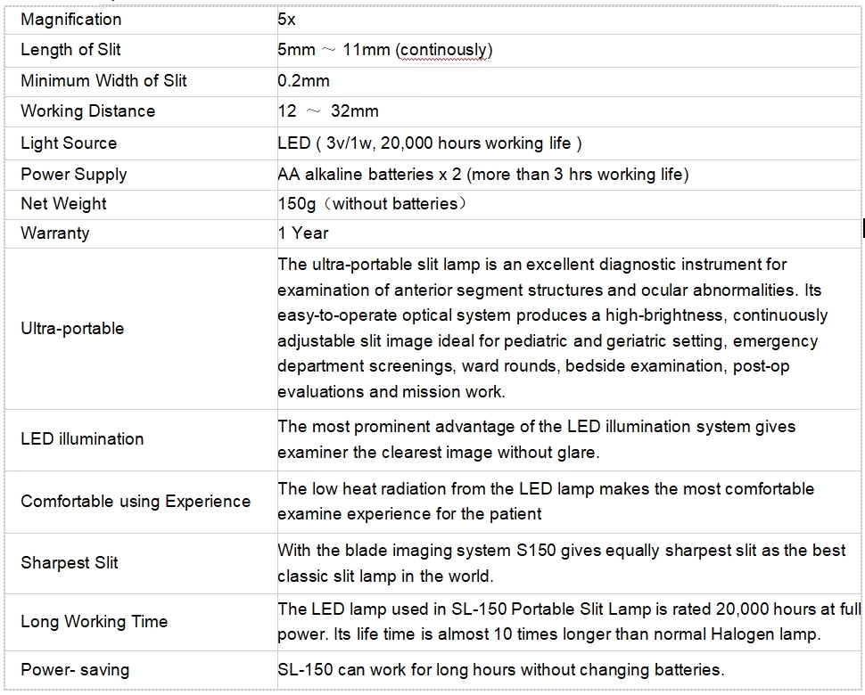 Pocket Small Design Slit Lamp S150 Portable Slit Lamp Ophthalmology Equipment Eye Exam Pen style Ultra Mini Smart Handheld Slit Lamp microscope