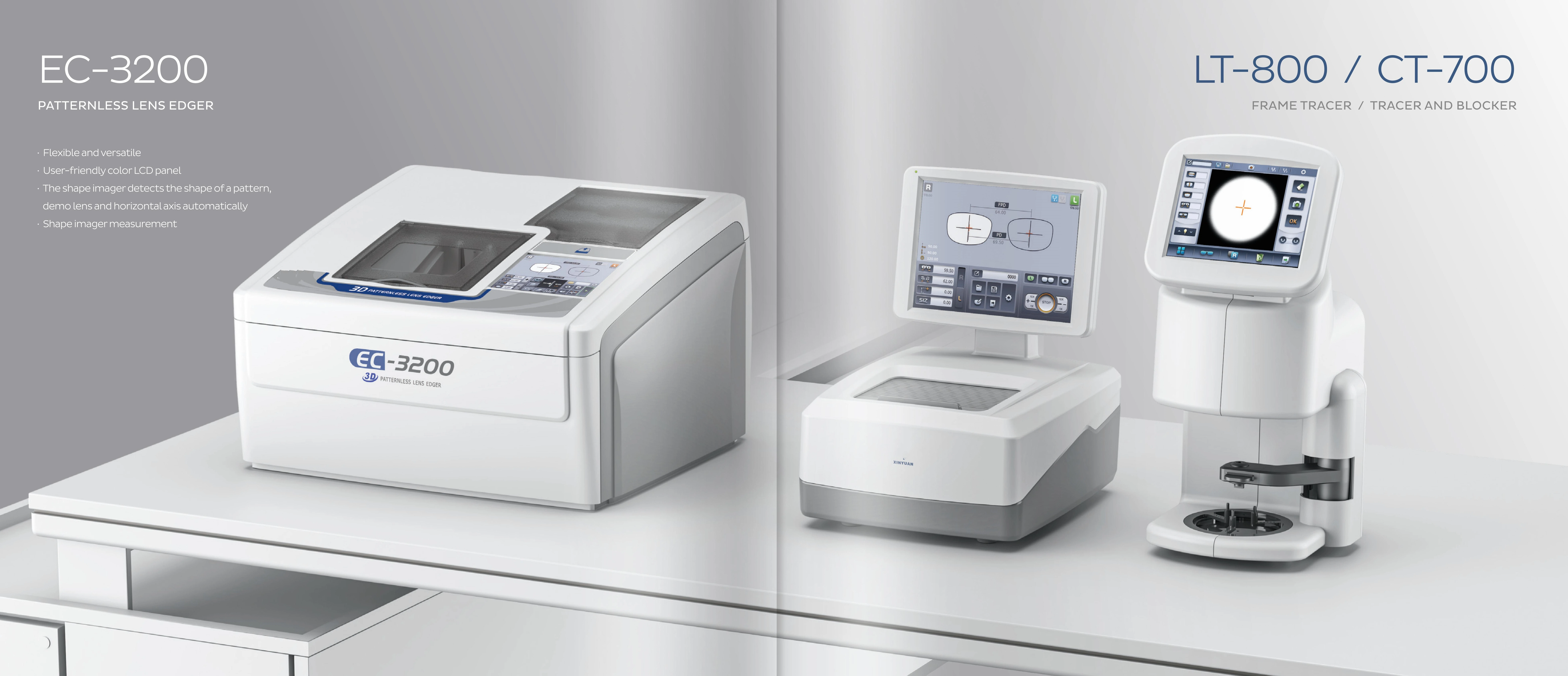 Automatic Lens Edger Patternless AutoLens Edging Machine With Frame Tracer  EC-3200+LT-800 Auto Lens Edger ( Lens Groover Function optional)