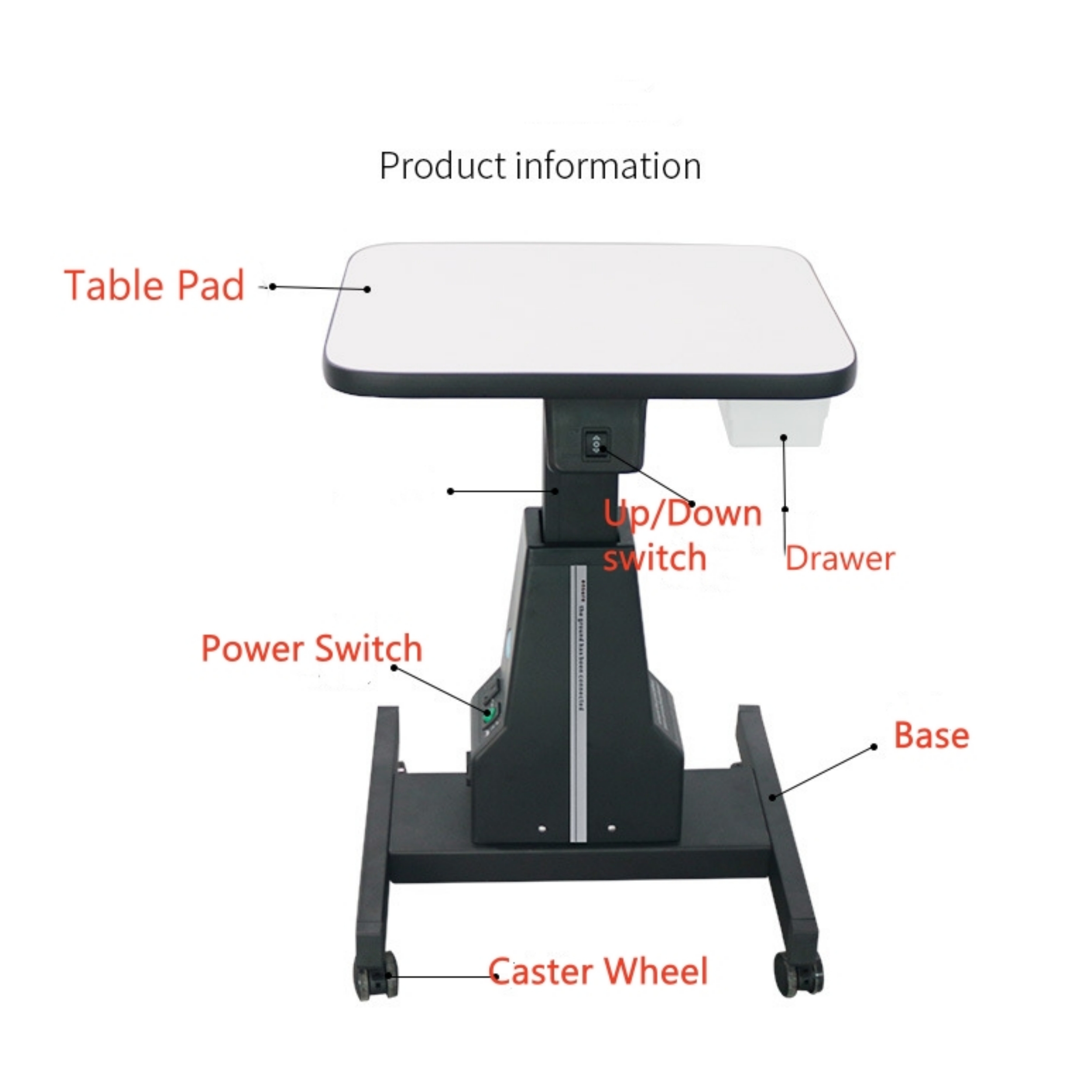 Motorized Table for Refractometer Lensmeter Slit Lamp Table WZ-3A Small Lift Table Ophthalmic Equipment Ophthmology Instrument-Black Color
