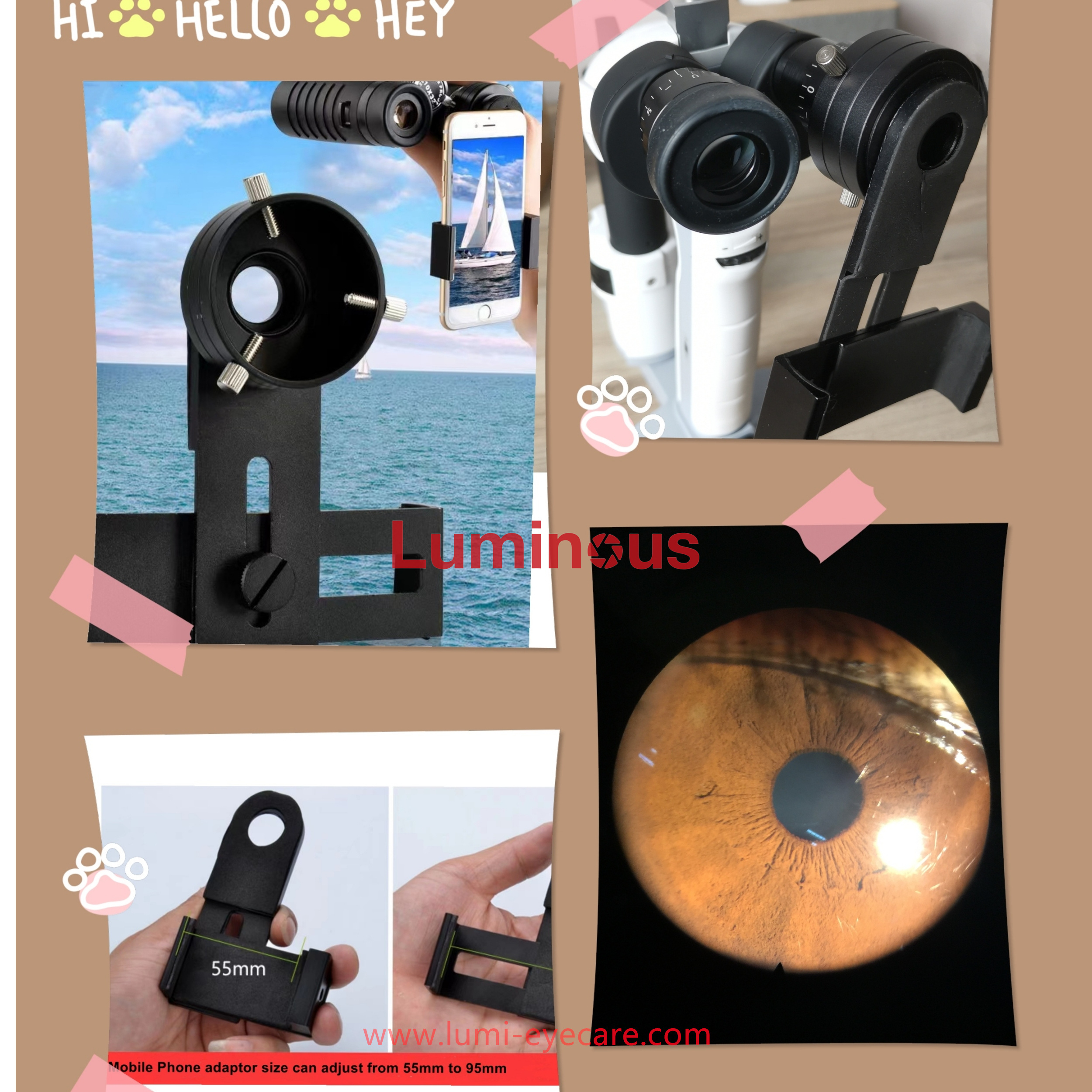 Digital Eyepiece Adapter for Slit lamp Telescope Adapter connect with Phone Connection Mobile Phone Adapter for Portable slit lamp