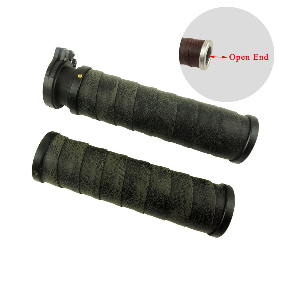 Retro Leather Cafe Racer Motorcycle Handlebar Grips
