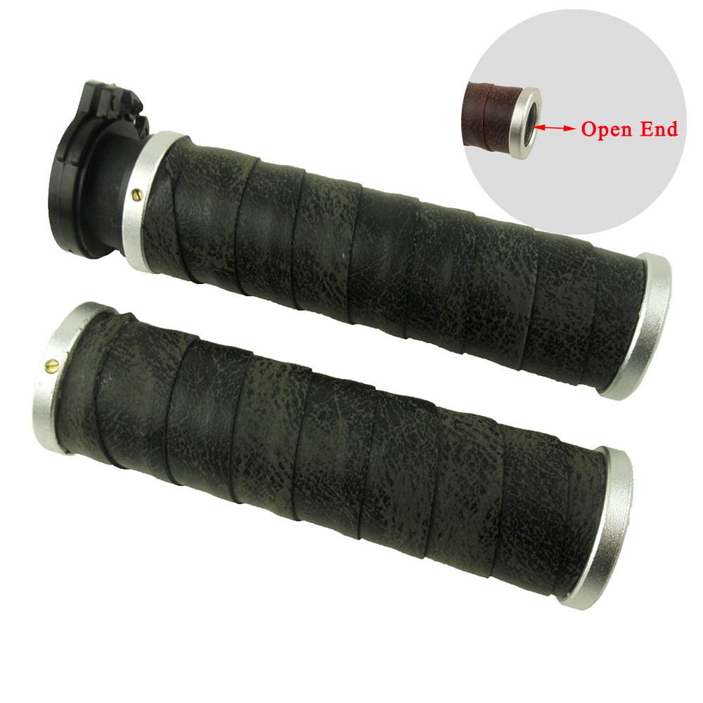 Retro Leather Cafe Racer Motorcycle Handlebar Grips