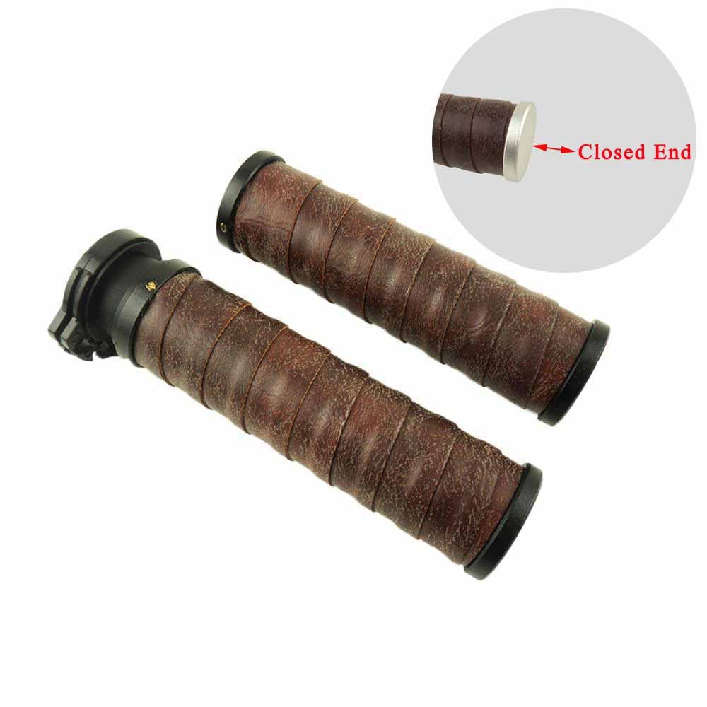 Retro Leather Cafe Racer Motorcycle Handlebar Grips