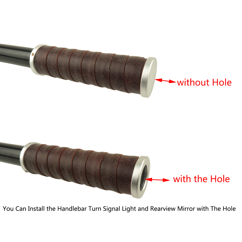 Retro Leather Cafe Racer Motorcycle Handlebar Grips