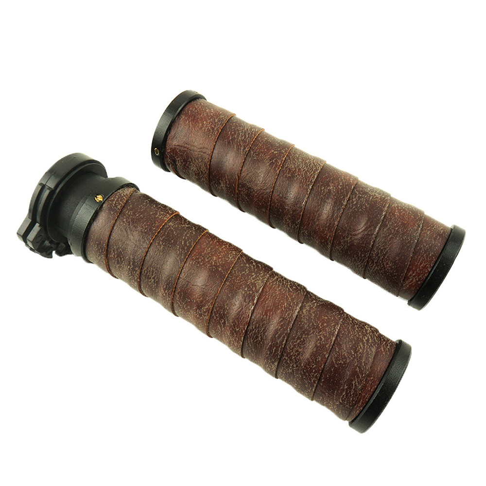 Retro Leather Cafe Racer Motorcycle Handlebar Grips