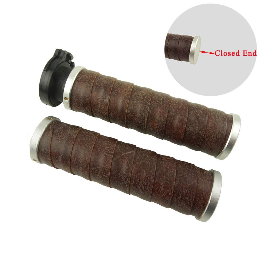 Retro Leather Cafe Racer Motorcycle Handlebar Grips