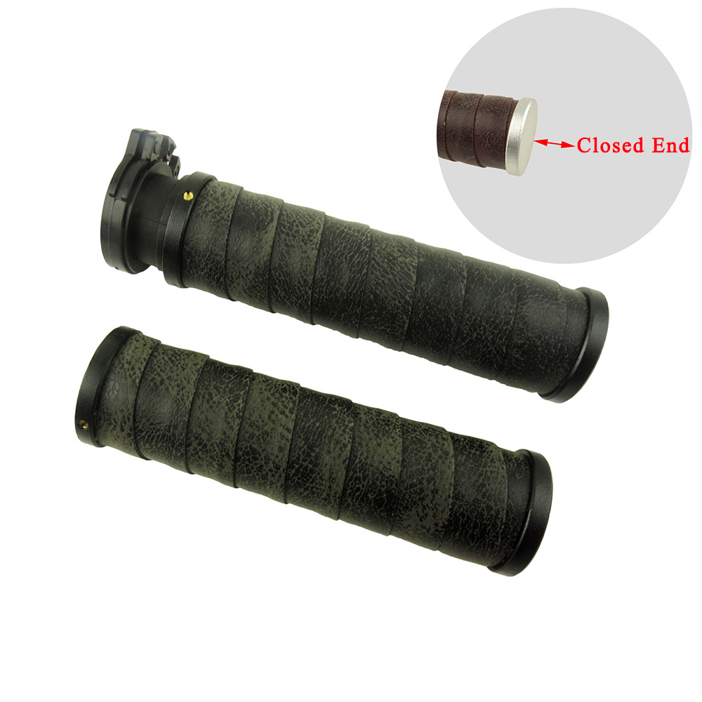 Retro Leather Cafe Racer Motorcycle Handlebar Grips
