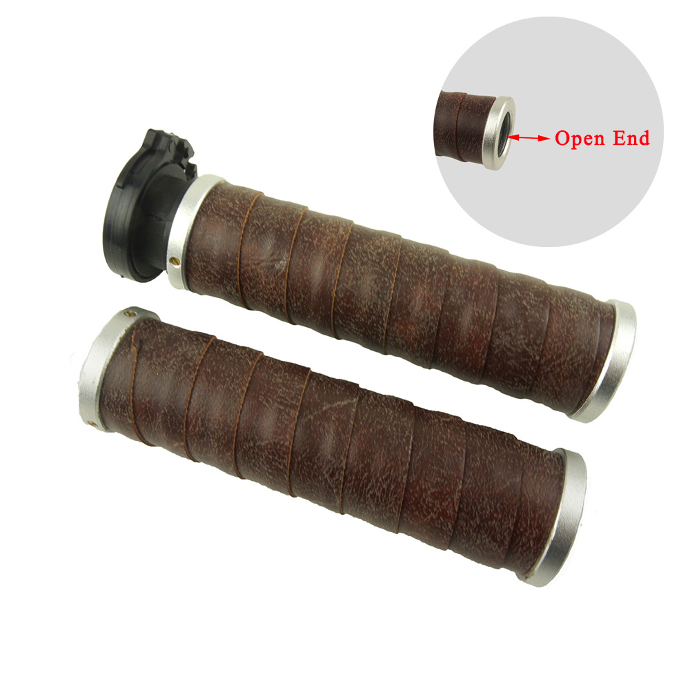 Retro Leather Cafe Racer Motorcycle Handlebar Grips
