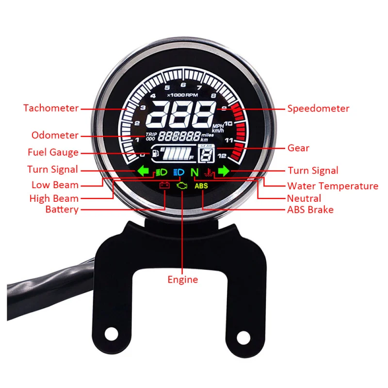 Digital Motorcycle Speedometer Odometer Gauge