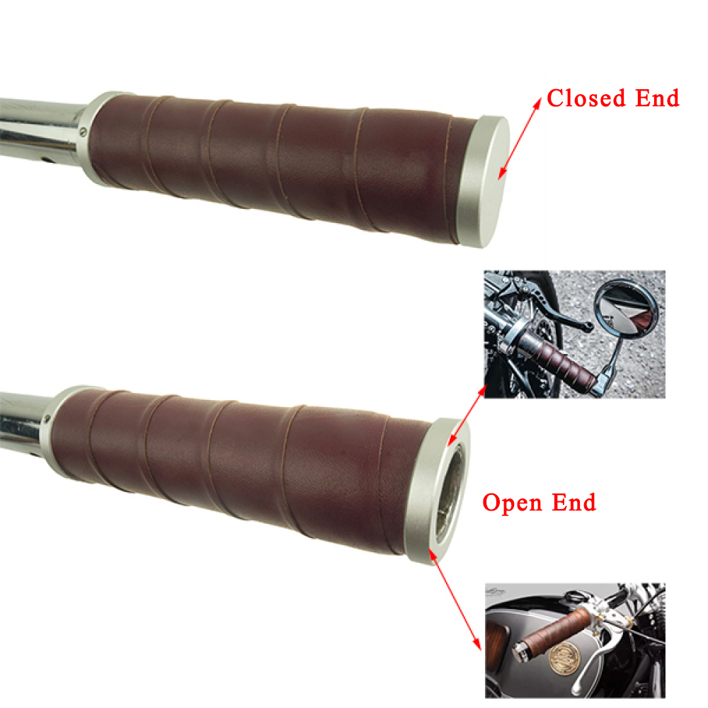 Genuine Leather Cafe Racer Handlebar Grips