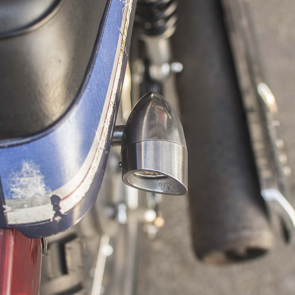 Silver Cafe Racer Bullet Turn Signals