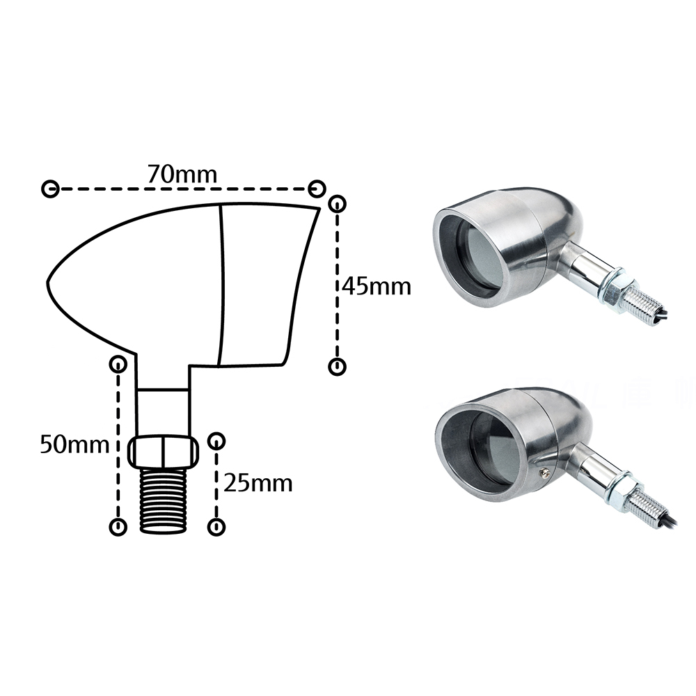 Silver Cafe Racer Bullet Turn Signals