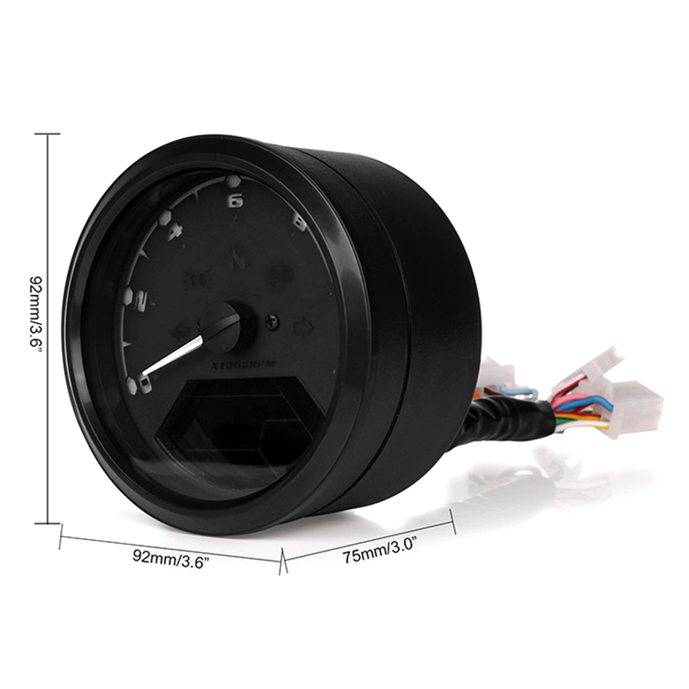 Cafe Racer Motorcycle Digital Speedometer Tachometer Gauge with Fuel Injection (EFI) Diagnostic Water Temperature Odometer & Mount Bracket