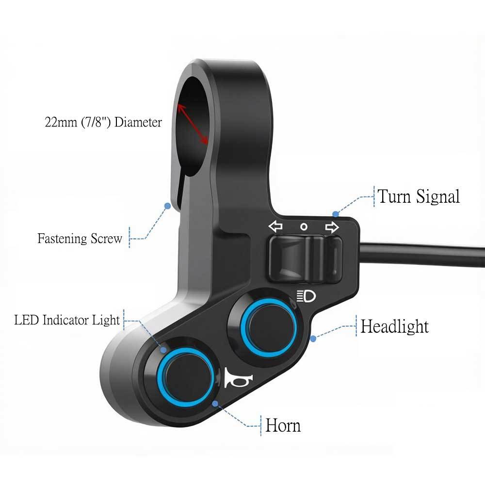 Universal Motorcycle Handlebar Switch 22mm 7/8" LED Headlight Horn Turn Signal Control Switch for Cafe Racer Bobber Scrambler Chopper