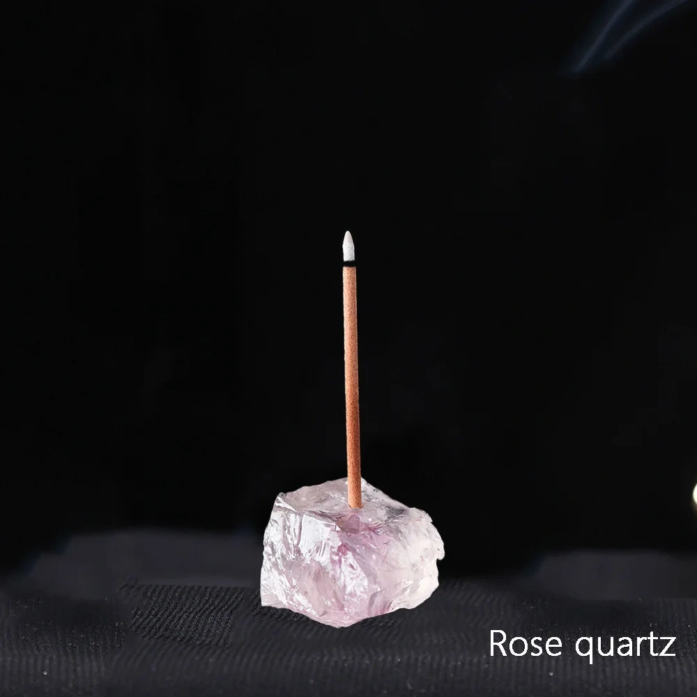 1pc Natural Healing Gemstones Fragrant Plug Amethyst Clear Quartz Raw Stone Incense Tray Reiki Crystal Aromatherapy Home Decor