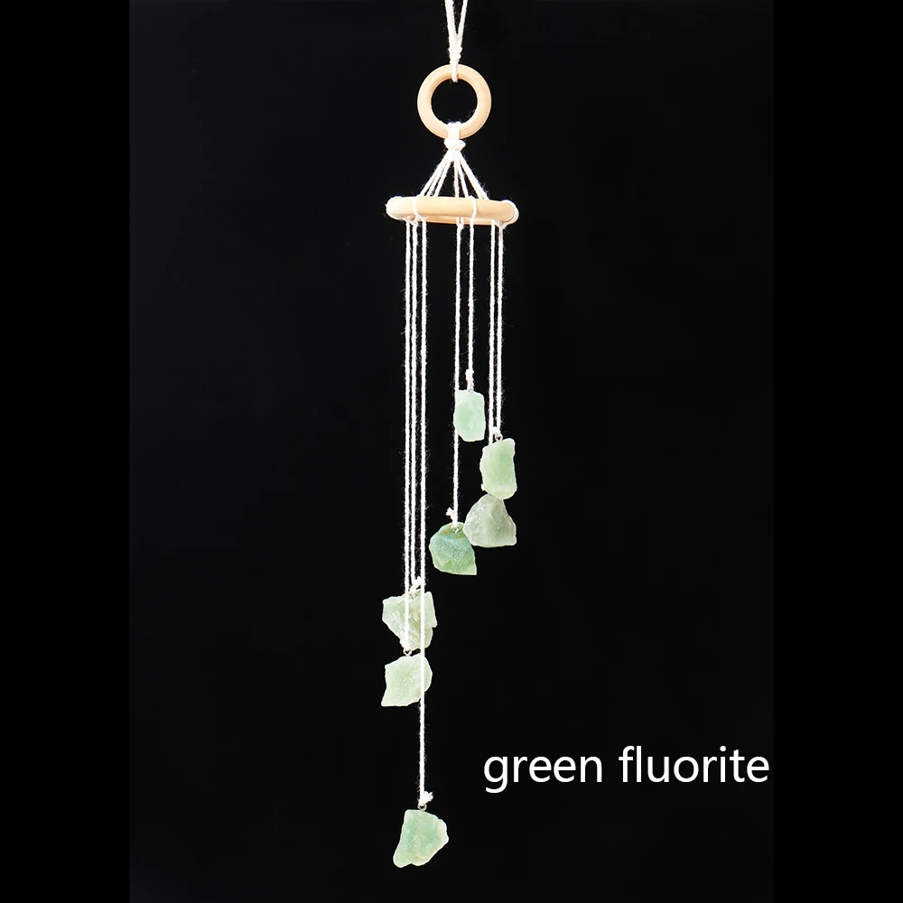Runyangshi Natural Crystal Stone Wind Chime Rough Raw Quartz Hanging Pendant Window Ornament Healing Home Decoration
