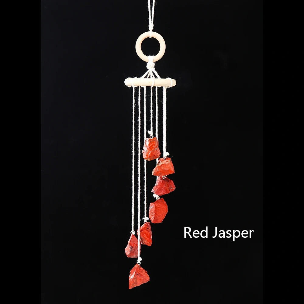 Runyangshi Natural Crystal Stone Wind Chime Rough Raw Quartz Hanging Pendant Window Ornament Healing Home Decoration