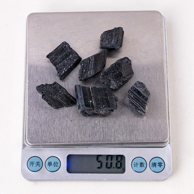 Natural Black Tourmaline Jet Stones Raw Ore Irregular Crystals Mineral Specimen Eliminate Magnetism